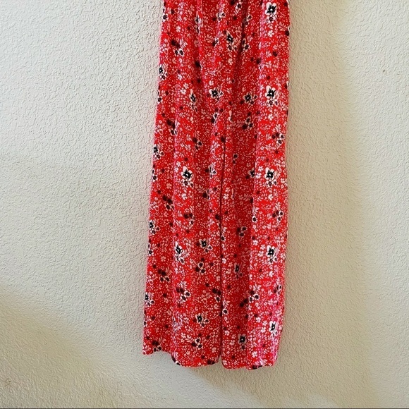Free People Jumpsuit Cecilia Wide Leg Floral Tie Strap Bohemian Prairie Red S - Picture 5 of 15